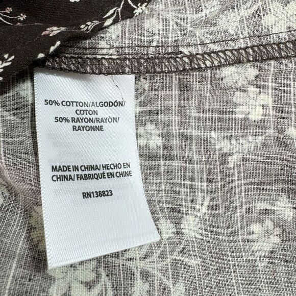 Cleo + Wolf Maxi Dress Womens 2XL XXL Tiered Brown Floral Smocked Cottagecore - Picture 8 of 13